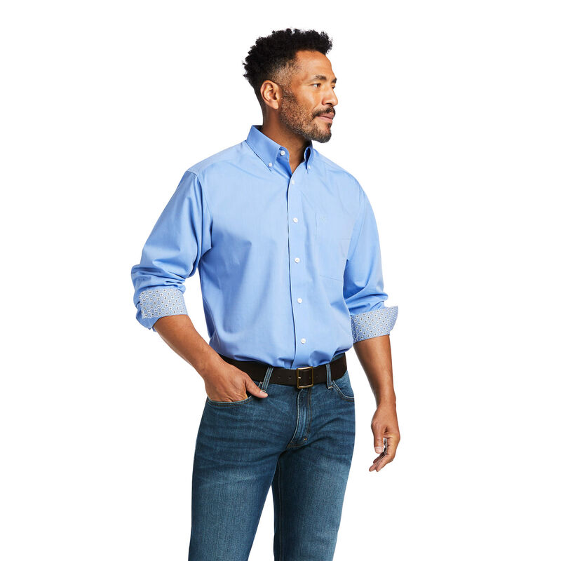 Ariat Hemden Herren - Wrinkle Free Solid Pinpoint Oxford Classic Fit Blau ( VOEHD-0146 )